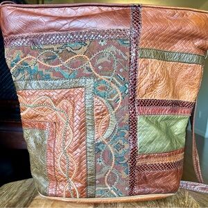 Patchwork Paisley Embossed Very Vintage Genuine Leather Samir Made in USA Purse